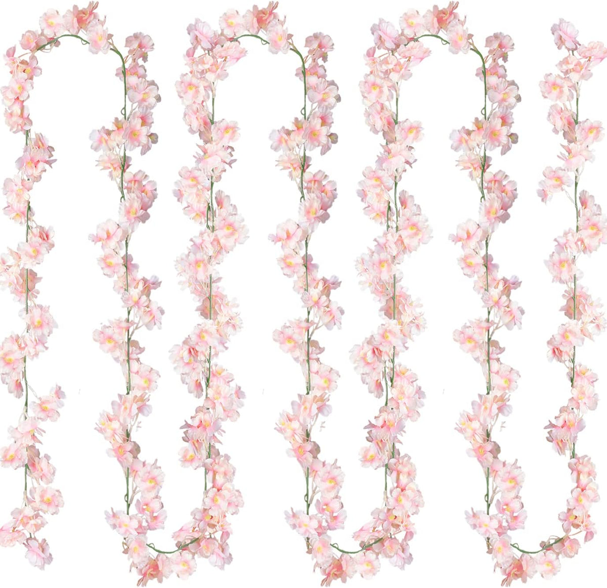 Cherry Blossom Garland Artificial Cherry Flower Vines 2 Pack Hanging Silk Flowers Garland for Home Wedding Garden Party Arch Office Decor (Pink)