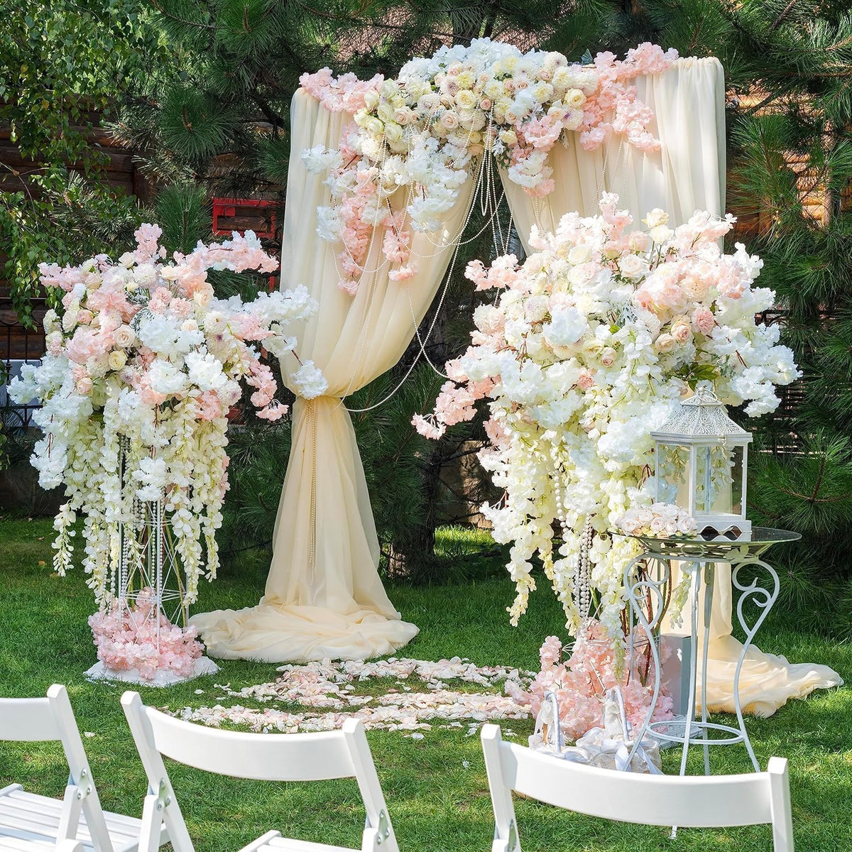Cherry Blossom Garland Artificial Cherry Flower Vines 2 Pack Hanging Silk Flowers Garland for Home Wedding Garden Party Arch Office Decor (Pink)