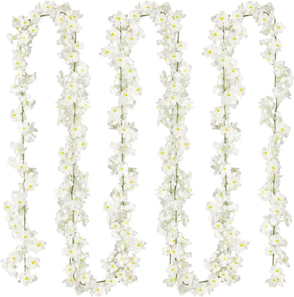 Cherry Blossom Garland Artificial Cherry Flower Vines 2 Pack Hanging Silk Flowers Garland for Home Wedding Garden Party Arch Office Decor (Pink)