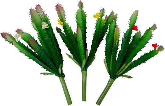 3 Pieces Artificial Cactus Plants Outdoor,Mini Fake Succulents,Plastic Plant Mini Cactus Christmas Tree for Bathroom Decorations,Kitchen Bouquet Garden & Outdoor Home Décor (Wispy)