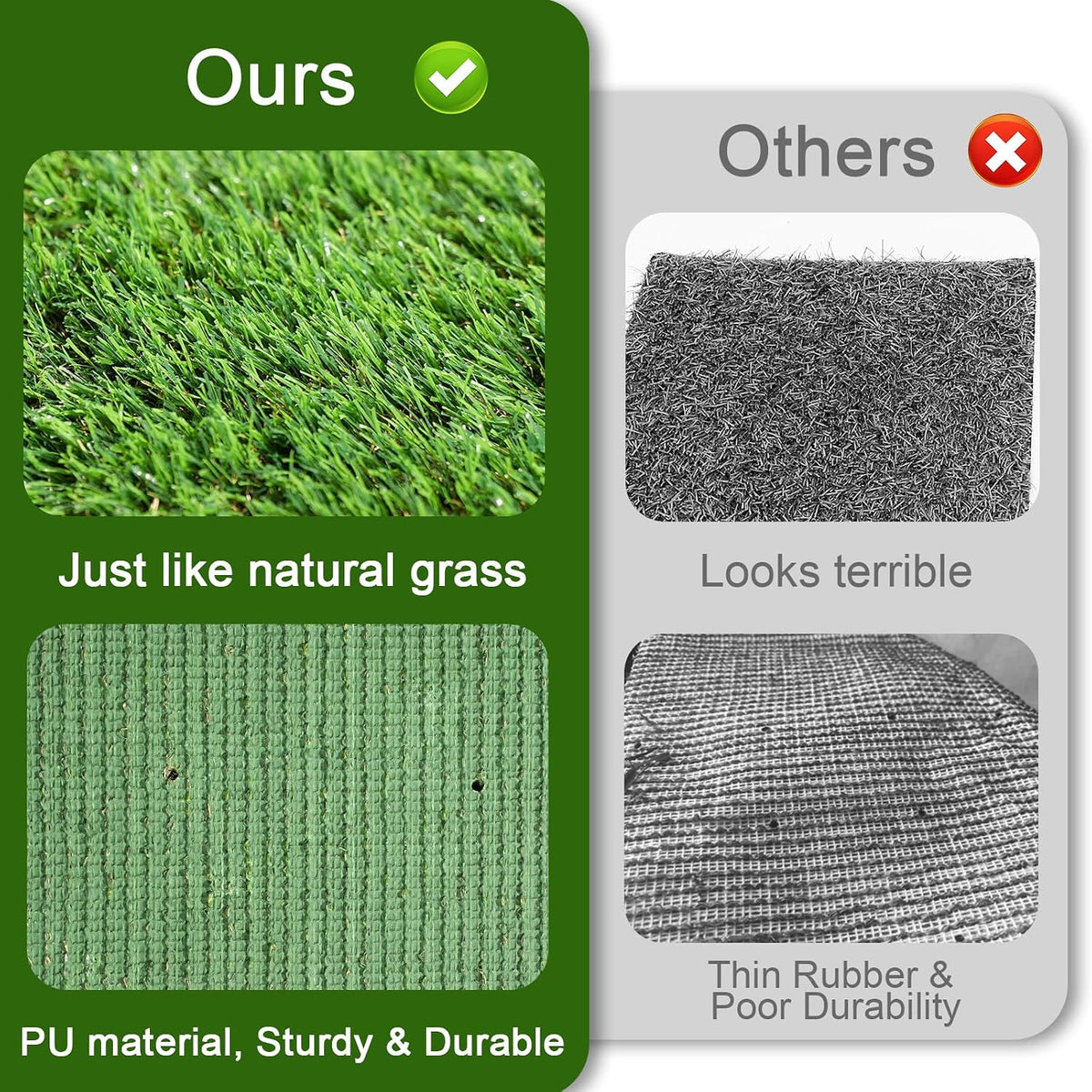 Dog Grass Pad 47x31 Inch, Reusable Pee Pad for Dogs & Puppies Potty Training, 1.35 Inch Thick Artificial Grass Mat with Drainage Holes, Indoor Outdoor Balcony