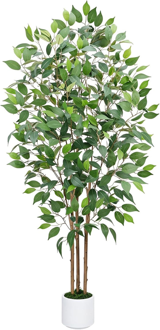 2 Pcs Artificial Monstera Deliciosa Plants, 28" Tall Faux Swiss Cheese Floor Plants Fake Tropical Silk Tree with White Pot for Indoor Outdoor Living Room Office House Floor Front Porch Decor