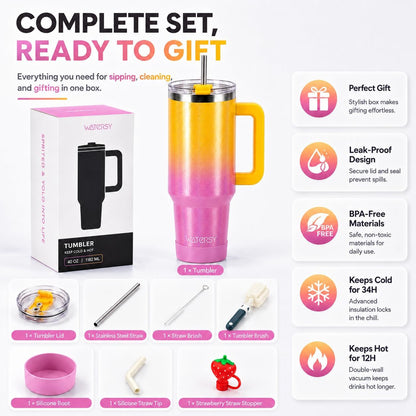 WATERSY 40 oz Tumbler, 18/8 Stainless Steel Insulated Travel Mug