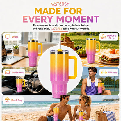 WATERSY 40 oz Tumbler, 18/8 Stainless Steel Insulated Travel Mug