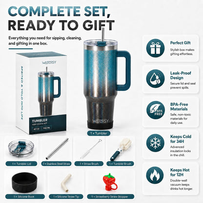 WATERSY 40 oz Tumbler, 18/8 Stainless Steel Insulated Travel Mug
