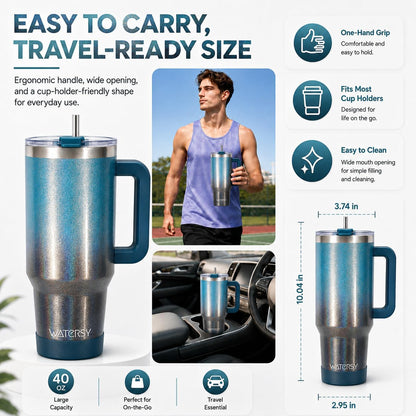 WATERSY 40 oz Tumbler, 18/8 Stainless Steel Insulated Travel Mug