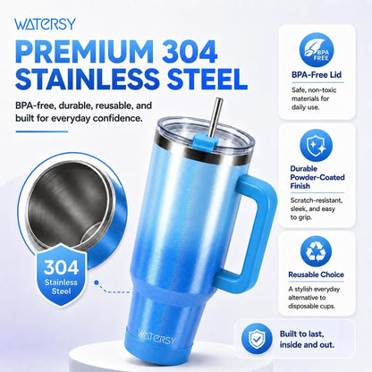 WATERSY 40 oz Tumbler, 18/8 Stainless Steel Insulated Travel Mug