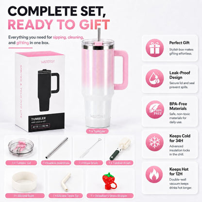 WATERSY 40 oz Tumbler, 18/8 Stainless Steel Insulated Travel Mug