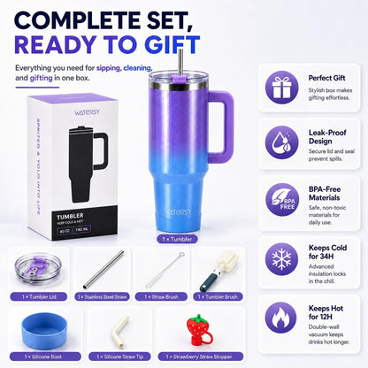 WATERSY 40 oz Tumbler, 18/8 Stainless Steel Insulated Travel Mug