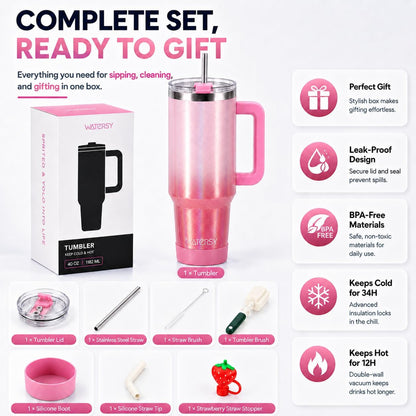 WATERSY 40 oz Tumbler, 18/8 Stainless Steel Insulated Travel Mug