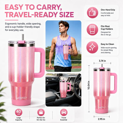 WATERSY 40 oz Tumbler, 18/8 Stainless Steel Insulated Travel Mug