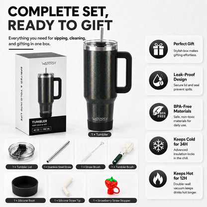 WATERSY 40 oz Tumbler, 18/8 Stainless Steel Insulated Travel Mug