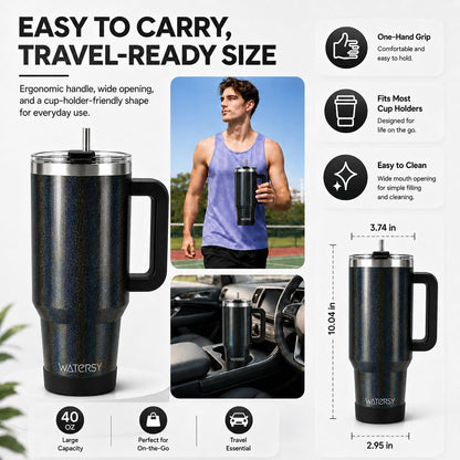WATERSY 40 oz Tumbler, 18/8 Stainless Steel Insulated Travel Mug
