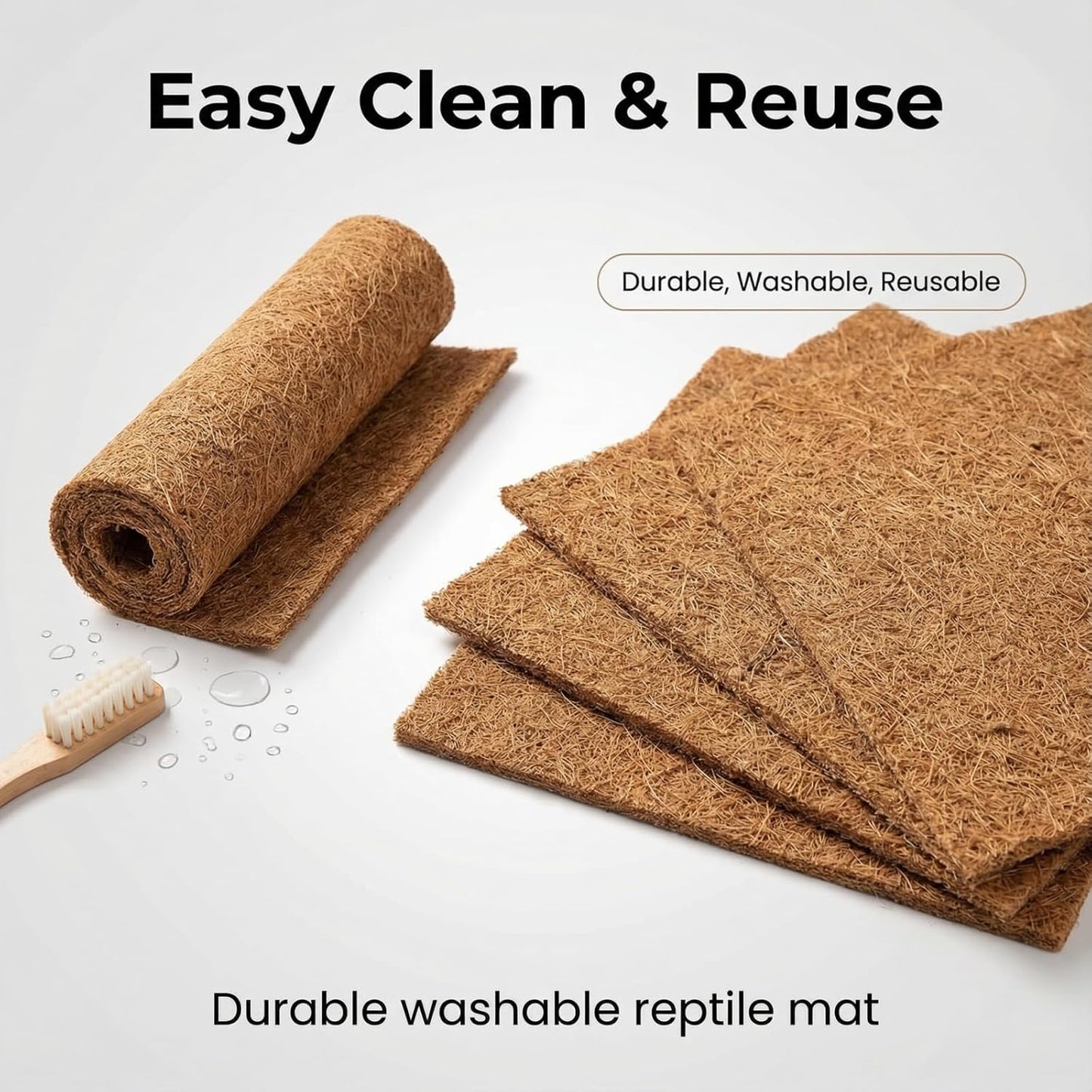 10Pcs Reptile Carpet Mat Chicken Coop Floor Liner Nesting Mat Natural Coconut Fiber Pet Mat Substrate Liner Terrarium Planter Liner for Lizard Turtle Snake Gecko Bearded Dragon Tortoise 12*12"