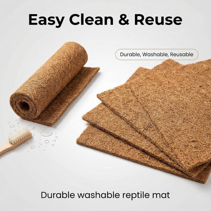 10Pcs Reptile Carpet Mat Chicken Coop Floor Liner Nesting Mat Natural Coconut Fiber Pet Mat Substrate Liner Terrarium Planter Liner for Lizard Turtle Snake Gecko Bearded Dragon Tortoise 12*12"