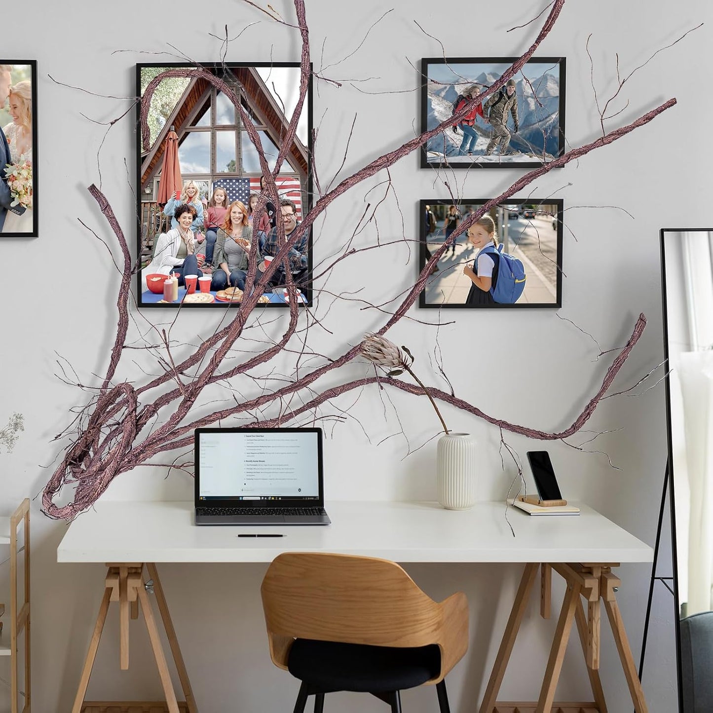 118 inch Bendable Artificial Green Tree Twigs Branches, Middle Size Wall Hanging Artificial Tree Branches, Fake Tree Twig Grape Vines for Fake Tree, Home Living and Outdoor Garde