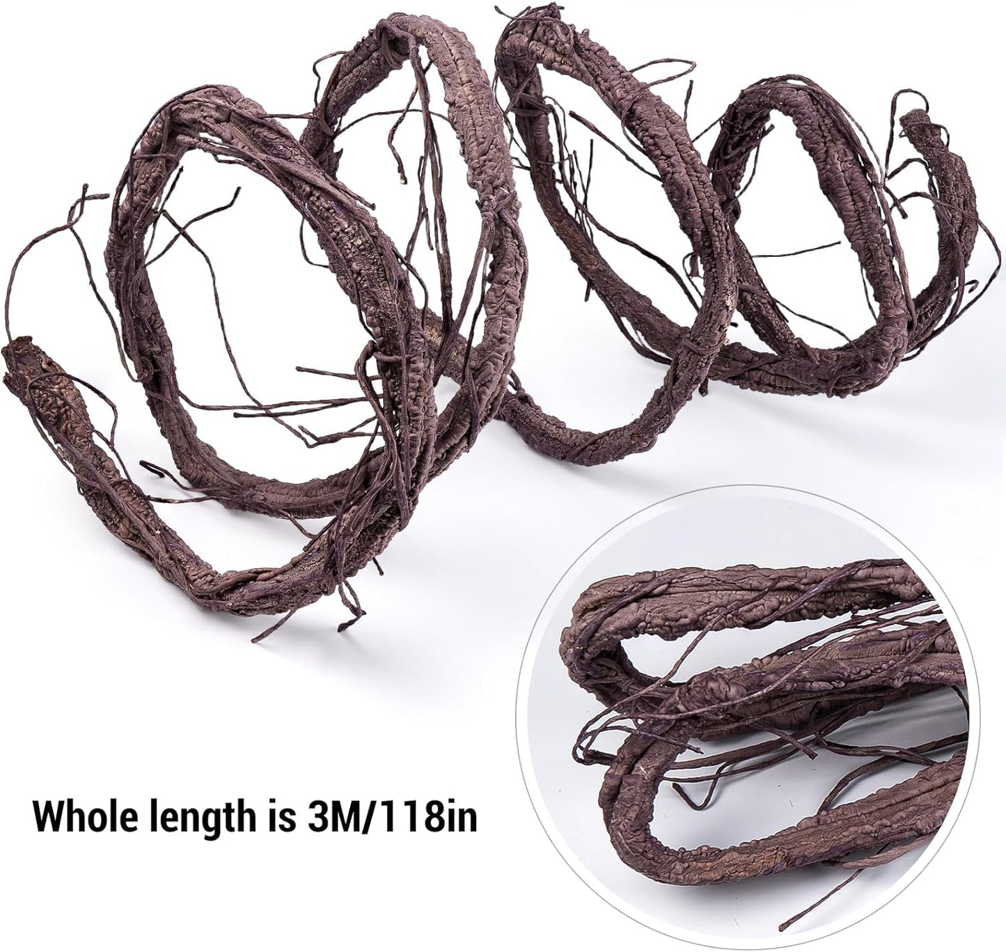 118 inch Bendable Artificial Green Tree Twigs Branches, Middle Size Wall Hanging Artificial Tree Branches, Fake Tree Twig Grape Vines for Fake Tree, Home Living and Outdoor Garde