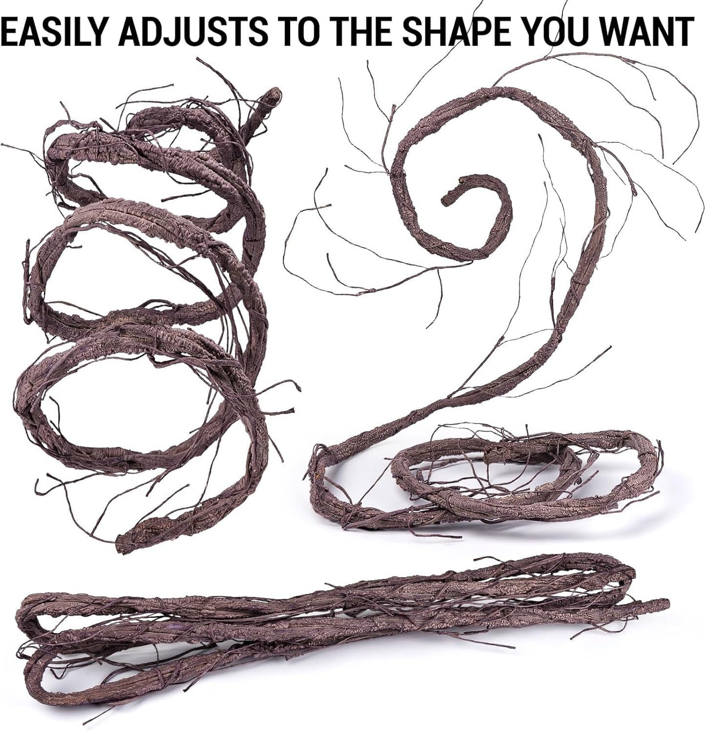 118 inch Bendable Artificial Green Tree Twigs Branches, Middle Size Wall Hanging Artificial Tree Branches, Fake Tree Twig Grape Vines for Fake Tree, Home Living and Outdoor Garde