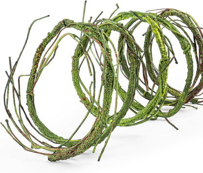 118 inch Bendable Artificial Green Tree Twigs Branches, Middle Size Wall Hanging Artificial Tree Branches, Fake Tree Twig Grape Vines for Fake Tree, Home Living and Outdoor Garde