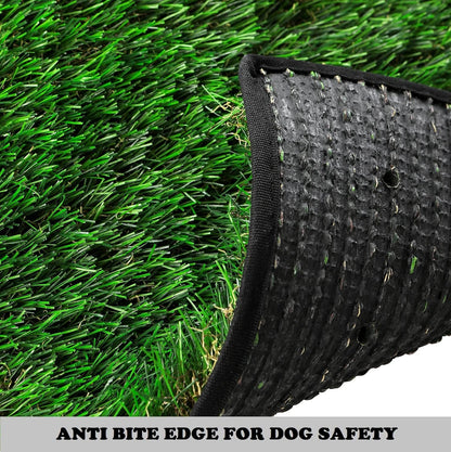 HQ4us Dog Grass Pad with Tray Large 34”×23” Dog Litter Box Toilet with 2×Artificial Grass for Dogs with Hemmed Edge, Pee Pads for Dogs, Realistic, Less Stink, Potty for Balcony