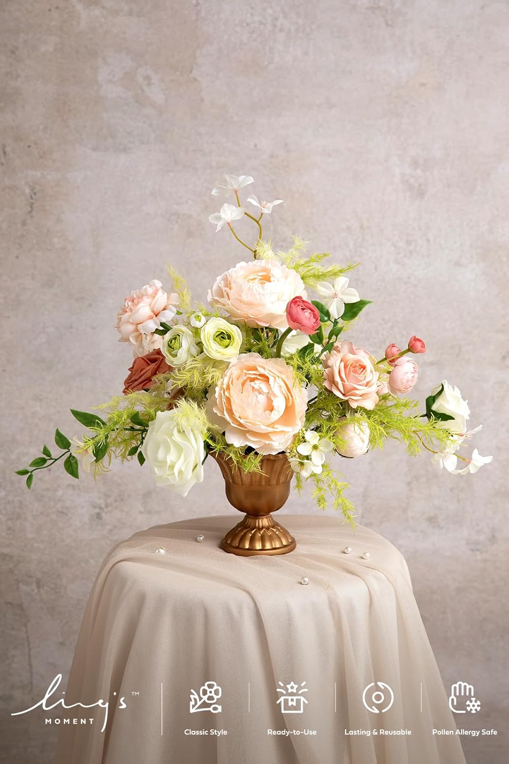 Fake Flowers Box, Faux Artificial Greenery Stems Foam Roses Poppy Gardenia Silk Hydrangea Peony Fabic Flower for Centerpieces Bouquet Wedding Floral Vase, English Pastel, Deluxe Combo