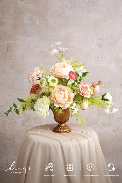 Fake Flowers Box, Faux Artificial Greenery Stems Foam Roses Poppy Gardenia Silk Hydrangea Peony Fabic Flower for Centerpieces Bouquet Wedding Floral Vase, English Pastel, Deluxe Combo