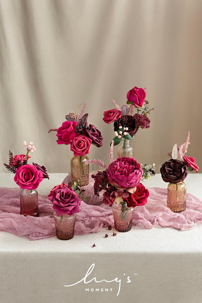 Fake Flowers Box, Faux Artificial Greenery Stems Foam Roses Poppy Gardenia Silk Hydrangea Peony Fabic Flower for Centerpieces Bouquet Wedding Floral Vase, English Pastel, Deluxe Combo