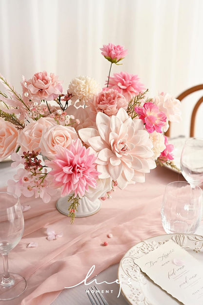Fake Flowers Box, Faux Artificial Greenery Stems Foam Roses Poppy Gardenia Silk Hydrangea Peony Fabic Flower for Centerpieces Bouquet Wedding Floral Vase, English Pastel, Deluxe Combo