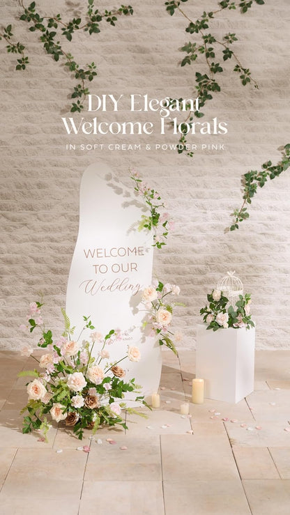 Fake Flowers Box, Faux Artificial Greenery Stems Foam Roses Poppy Gardenia Silk Hydrangea Peony Fabic Flower for Centerpieces Bouquet Wedding Floral Vase, English Pastel, Deluxe Combo