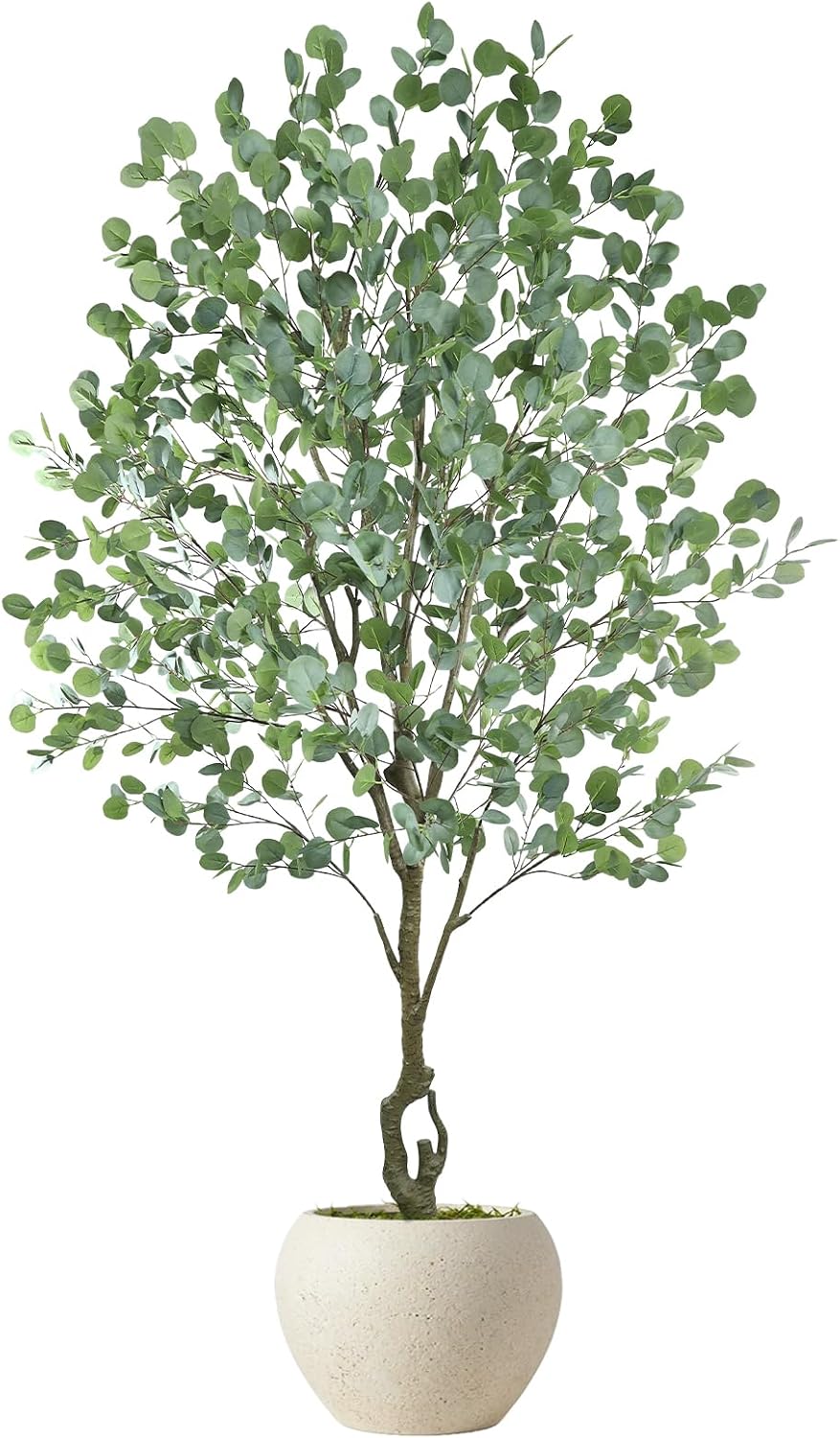 Artificial Cherry Blossom Tree 6FT, Pink Faux Floor Tree | Ball-Shaped Pot with Moss Topper, Lifelike Faux Tree for Home Office, Living Room, Bedroom, Doorway and Hallway Decor