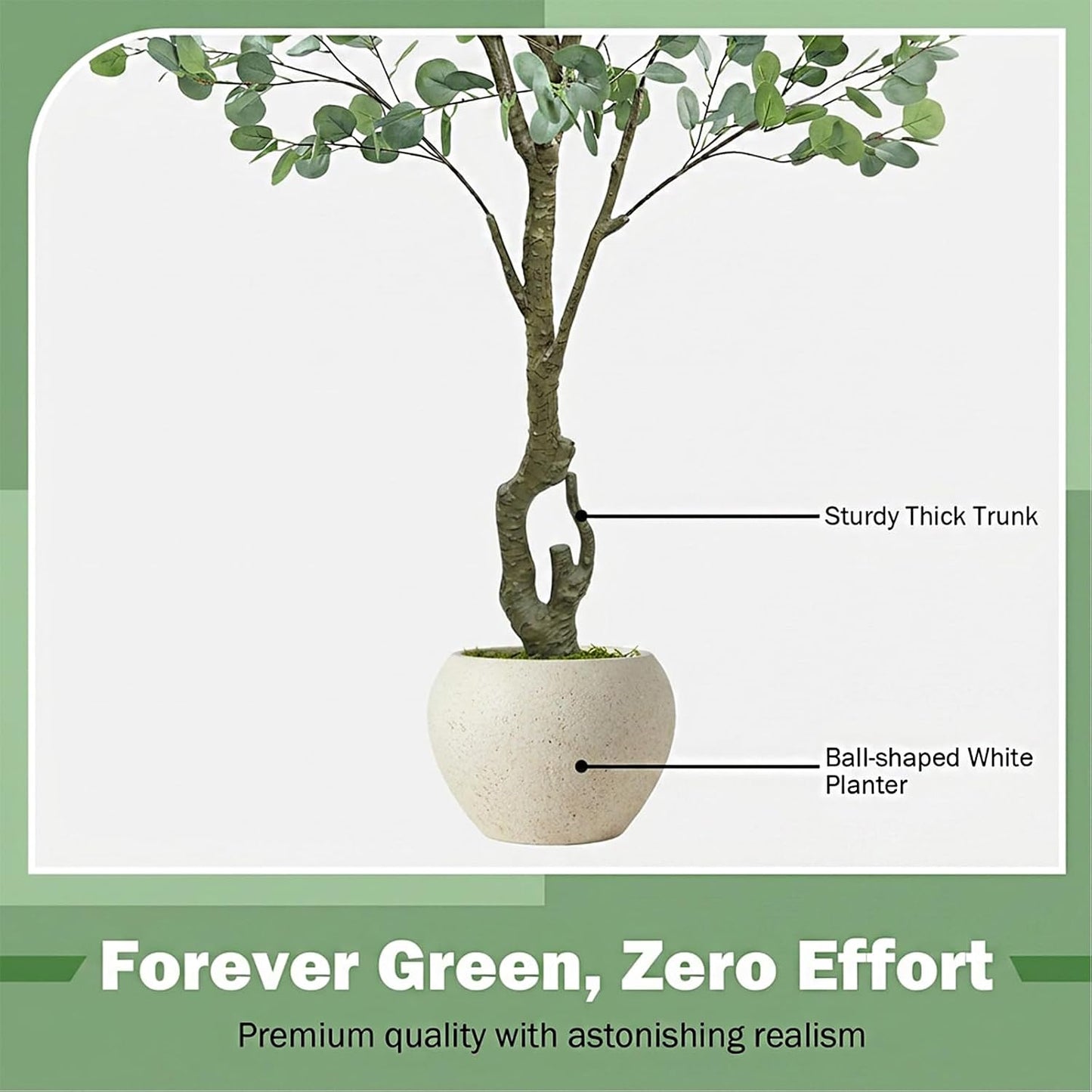 Artificial Cherry Blossom Tree 6FT, Pink Faux Floor Tree | Ball-Shaped Pot with Moss Topper, Lifelike Faux Tree for Home Office, Living Room, Bedroom, Doorway and Hallway Decor