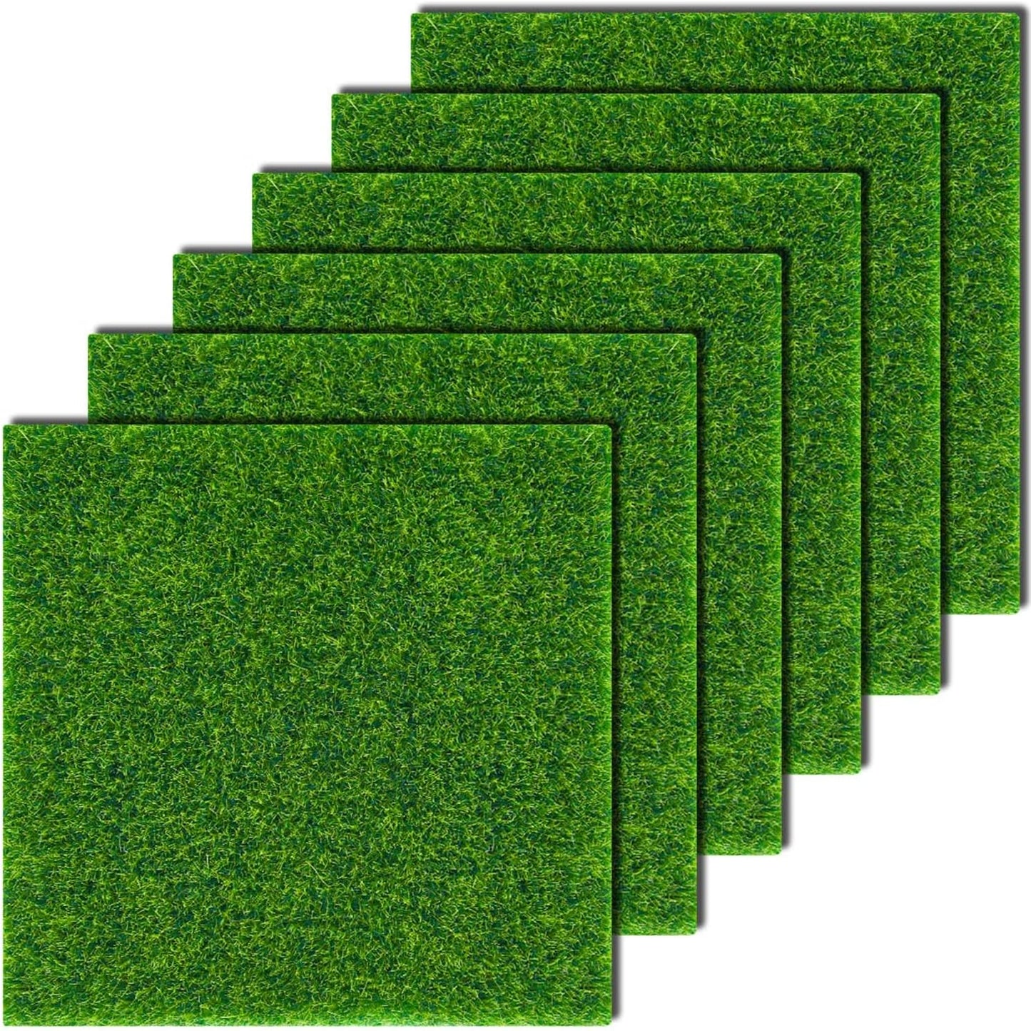 6 Pack Fairy Garden Grass 6 x 6 Inches Miniature Artificial Craft Grass for Dollhouse Ornament DIY Decoration