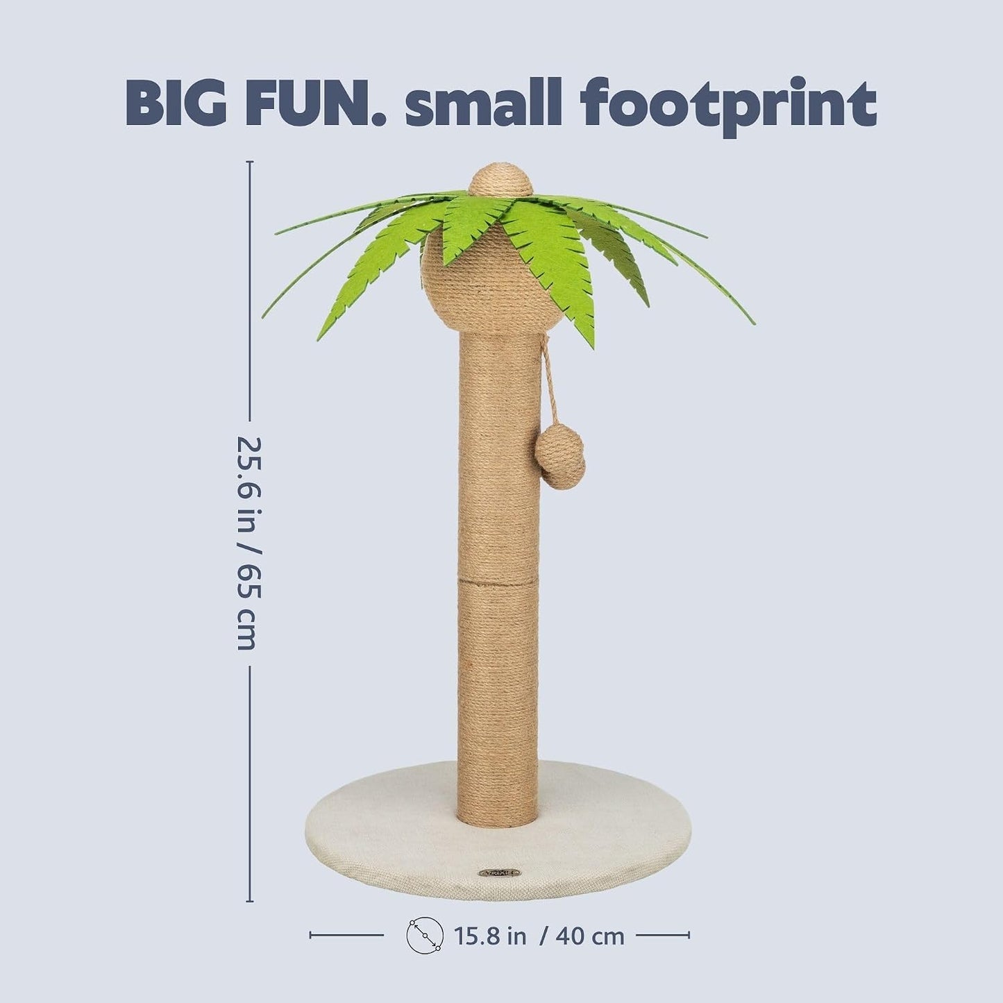 Palmela 25" Jute Scratching Post - Cute Whimsical Cat Palm-Tree with Dangling Toys - Indoor Cat Scratcher Furniture