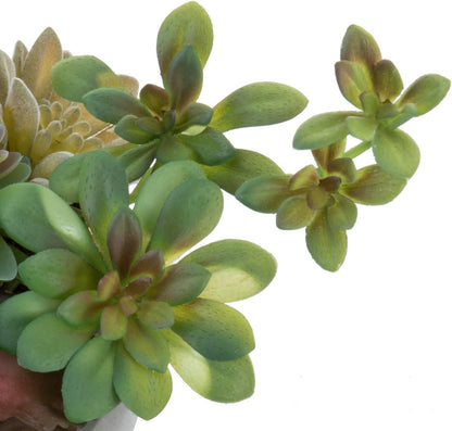 MyGift 8 Inch Round Artificial Succulent Plants in Gray Concrete Plant Bowl