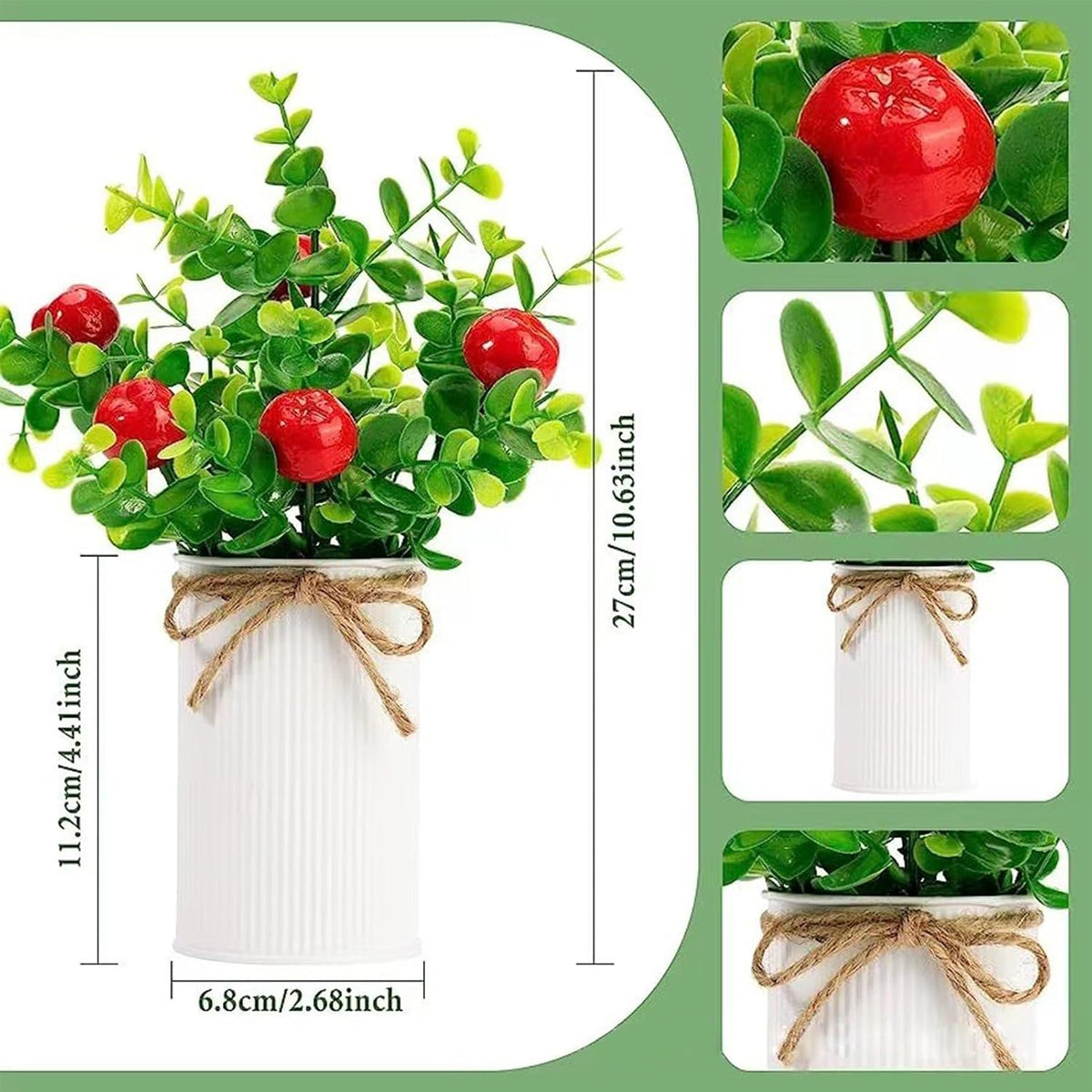 2Pcs Foam Fake Plants, Cute Potted Plants, Bonsai Tree Artificial Plants with Iron Pot, Fake Decorative Fruit Plant for Office Home Living Room Table Desk(Peach)