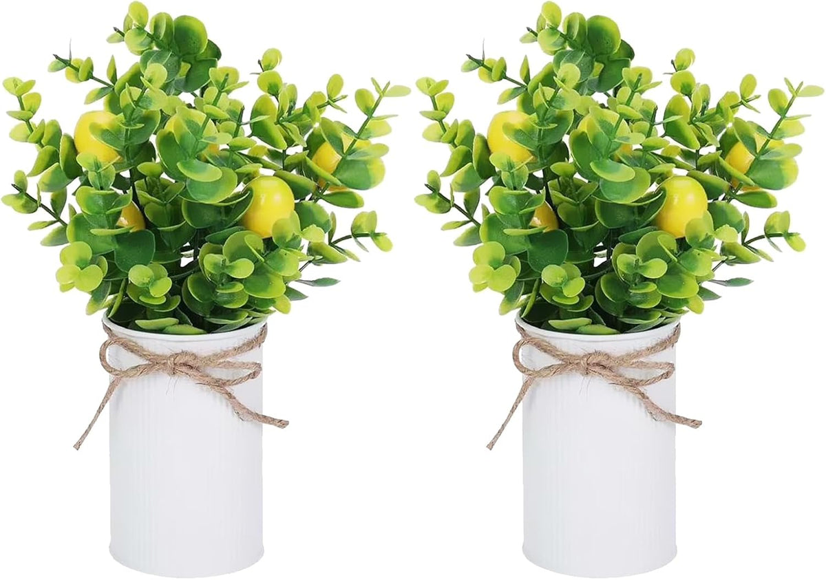 2Pcs Foam Fake Plants, Cute Potted Plants, Bonsai Tree Artificial Plants with Iron Pot, Fake Decorative Fruit Plant for Office Home Living Room Table Desk(Peach)
