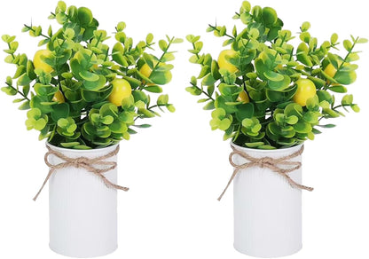 2Pcs Foam Fake Plants, Cute Potted Plants, Bonsai Tree Artificial Plants with Iron Pot, Fake Decorative Fruit Plant for Office Home Living Room Table Desk(Peach)