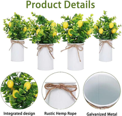 2Pcs Foam Fake Plants, Cute Potted Plants, Bonsai Tree Artificial Plants with Iron Pot, Fake Decorative Fruit Plant for Office Home Living Room Table Desk(Peach)