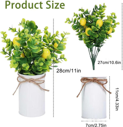 2Pcs Foam Fake Plants, Cute Potted Plants, Bonsai Tree Artificial Plants with Iron Pot, Fake Decorative Fruit Plant for Office Home Living Room Table Desk(Peach)