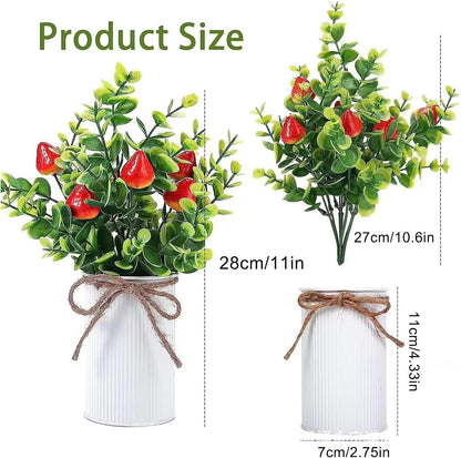2Pcs Foam Fake Plants, Cute Potted Plants, Bonsai Tree Artificial Plants with Iron Pot, Fake Decorative Fruit Plant for Office Home Living Room Table Desk(Peach)