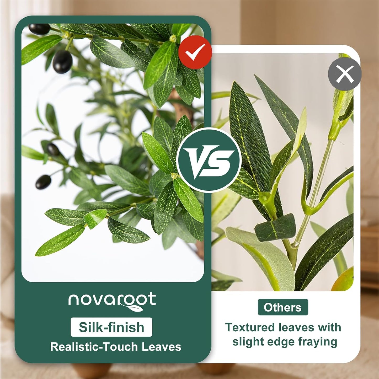 6FT Faux Olive Tree with Decorative Planter, Olive Trees Artificial Indoor with Textured Trunk, Silk Leaves and Olive Fruits, Fake Plants for Living Room, Entryway and Office Decor