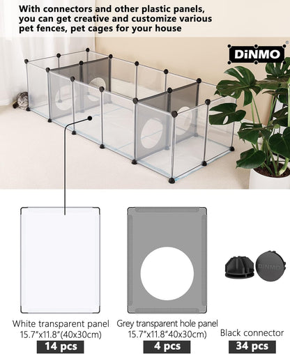 Small Animal Playpen with Oxford Mat, 24 inches Height, Pet Exercise Fence, Home Protector, Iron Mesh and Plastic Combination, Visualization, DIY, Games Hole Series, 60.2 x 24.8 x 24.8inch