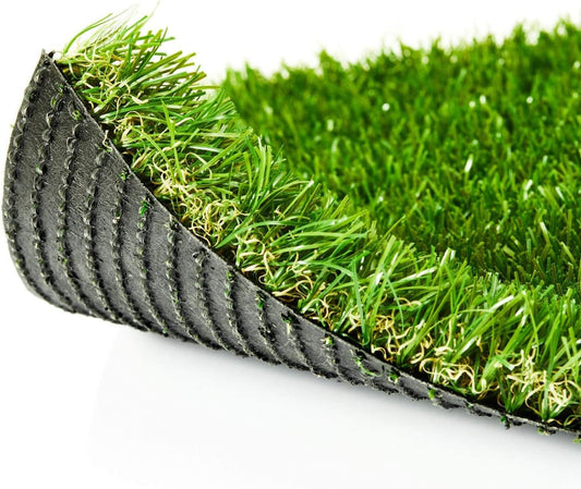 Premium Artificial Grass 4' x 6' Outdoor Rug, 1.38"" Realistic Thick Turf for Garden, Yard, Fake Lawn, Dogs Synthetic Grass Mat, Rubber Backed with Drainage Holes, Customized Sizes