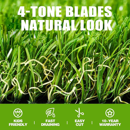 Premium Artificial Grass 4' x 6' Outdoor Rug, 1.38"" Realistic Thick Turf for Garden, Yard, Fake Lawn, Dogs Synthetic Grass Mat, Rubber Backed with Drainage Holes, Customized Sizes