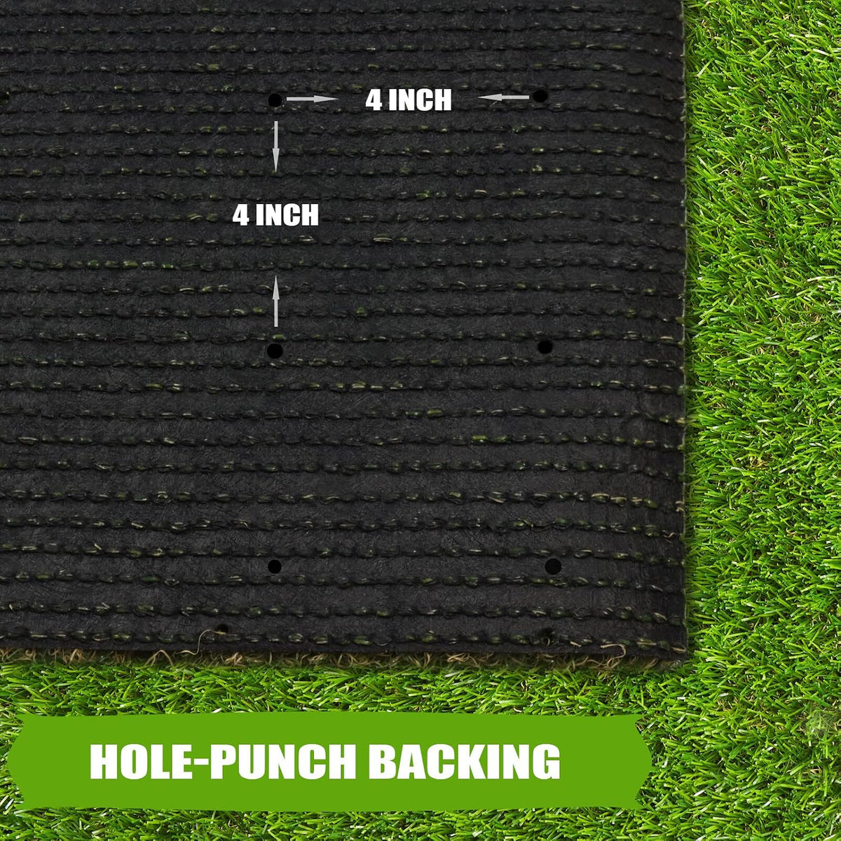 Premium Artificial Grass 4' x 6' Outdoor Rug, 1.38"" Realistic Thick Turf for Garden, Yard, Fake Lawn, Dogs Synthetic Grass Mat, Rubber Backed with Drainage Holes, Customized Sizes