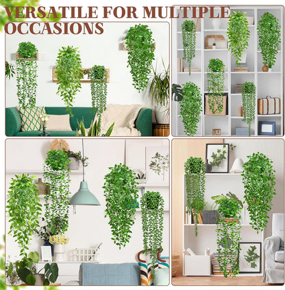 4Pcs Artificial Hanging Plants with Cascading Faux Vines