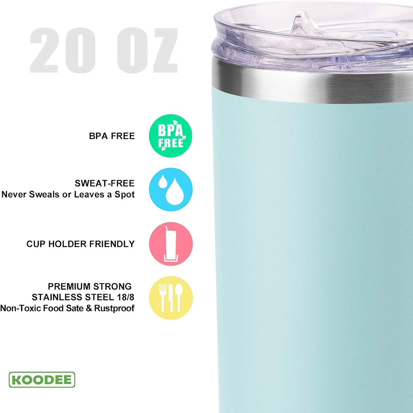 20 oz Skinny Tumbler - Stainless Steel Double Wall Insulated Slim Water Cup With Straw and Lids (Yellow)