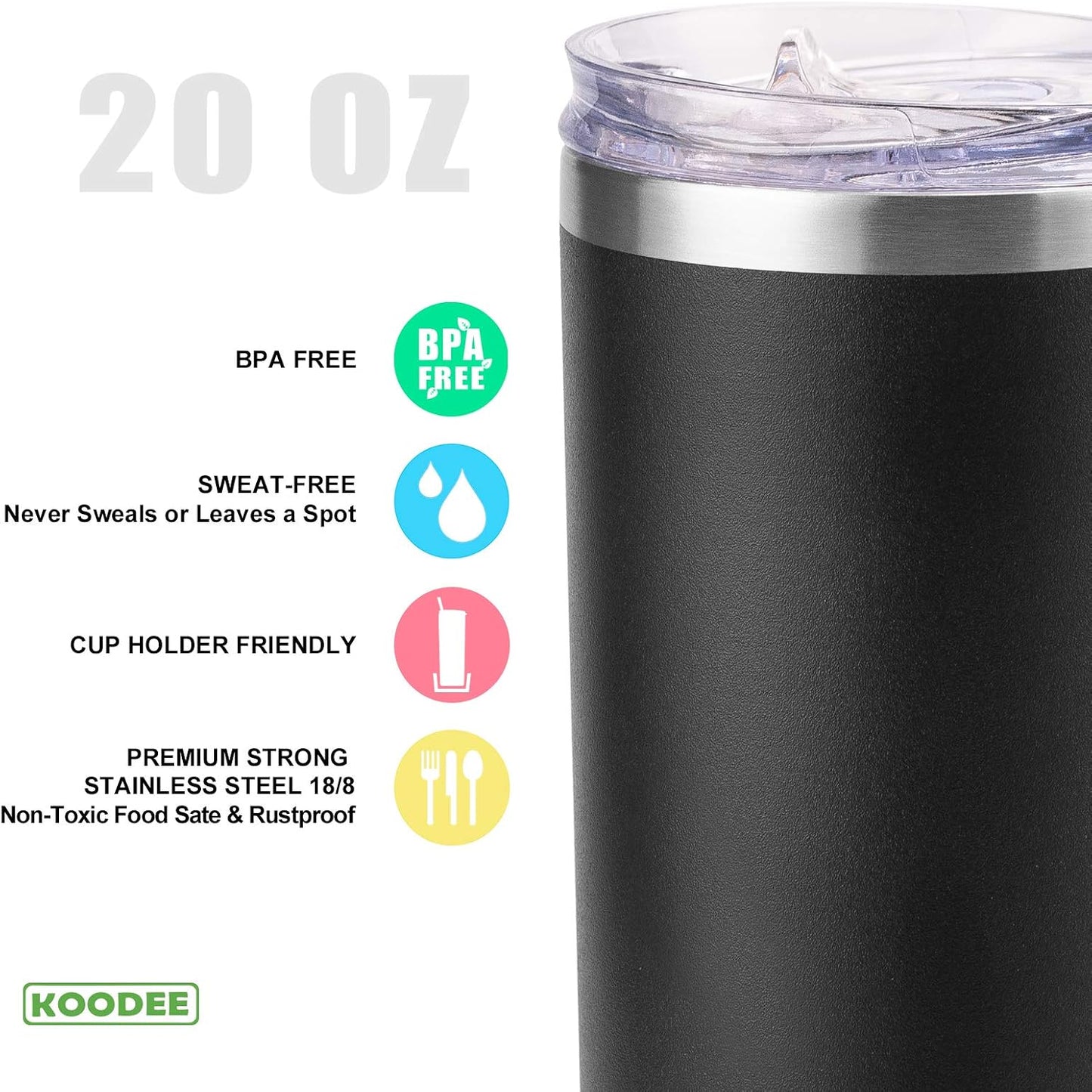 20 oz Skinny Tumbler - Stainless Steel Double Wall Insulated Slim Water Cup With Straw and Lids (Yellow)