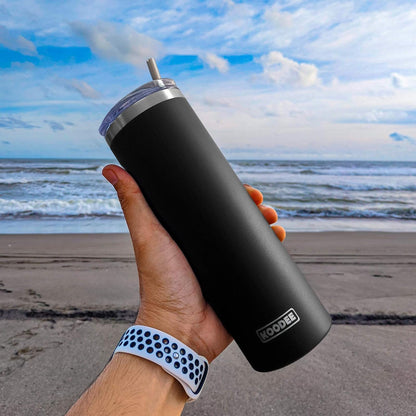 20 oz Skinny Tumbler - Stainless Steel Double Wall Insulated Slim Water Cup With Straw and Lids (Yellow)
