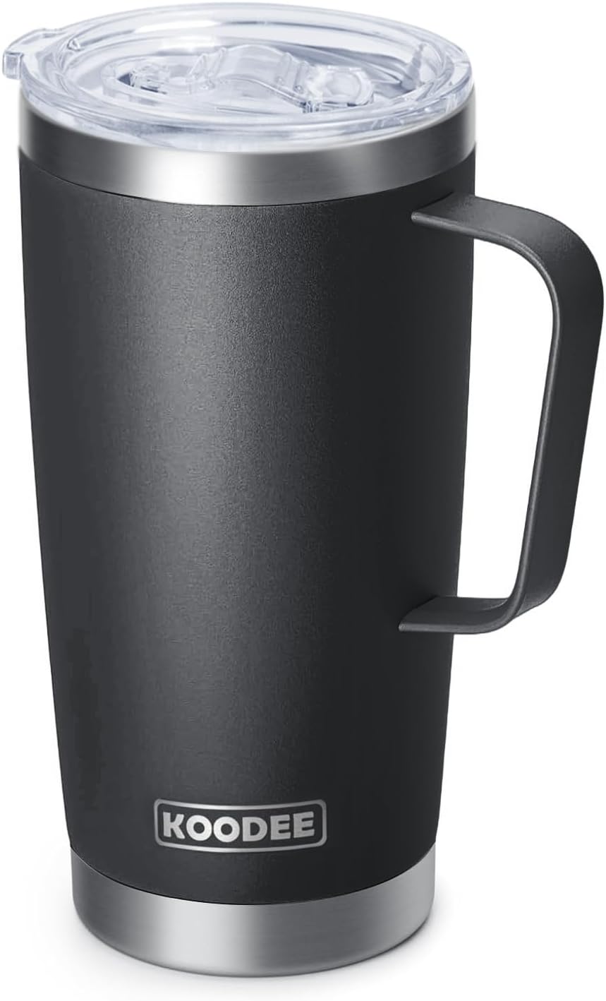 20 oz Skinny Tumbler - Stainless Steel Double Wall Insulated Slim Water Cup With Straw and Lids (Yellow)